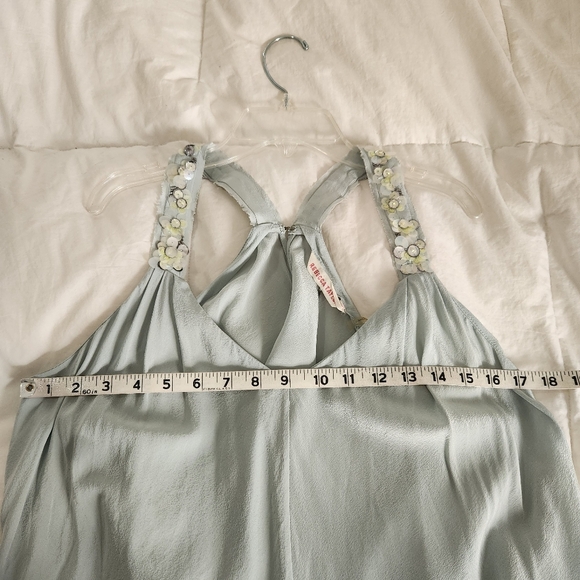 Rebecca Taylor Silk Tank Top Sea Blue Embellished Size 4 - Picture 7 of 8